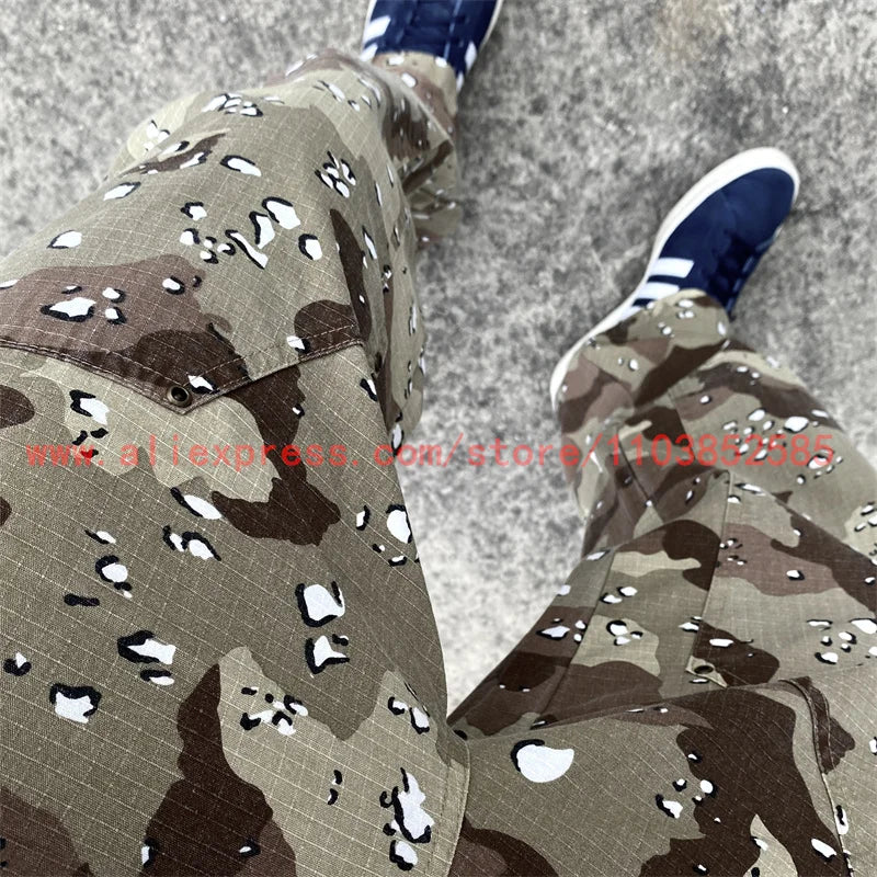 2024 new american vintage direct casual functional work pants heavy duty washed outdated logging pants desert camo high street relaxed fit trousers