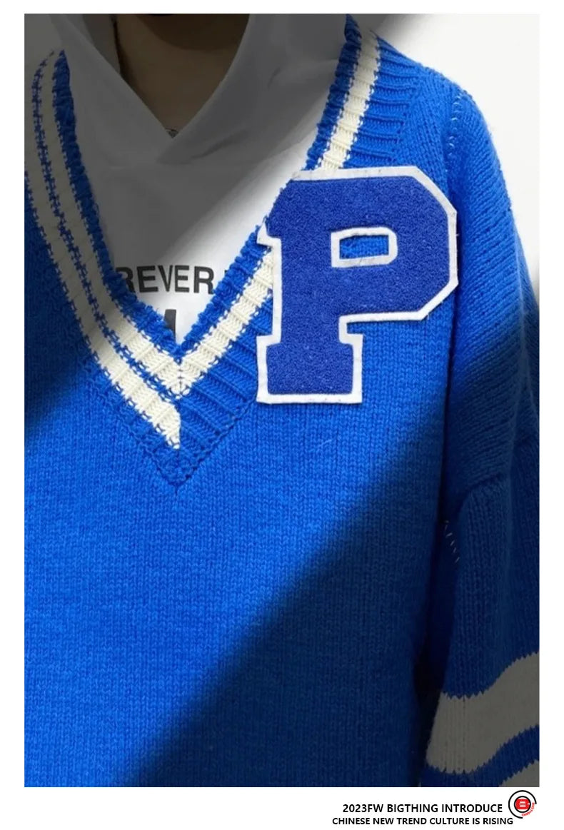New 2023 Men Luxury Blue Raf P Flocking Stripe Gentleman Classic Cotton Knit Casual Sweaters Pullover Asian Size High Drake #576 Street King Limited