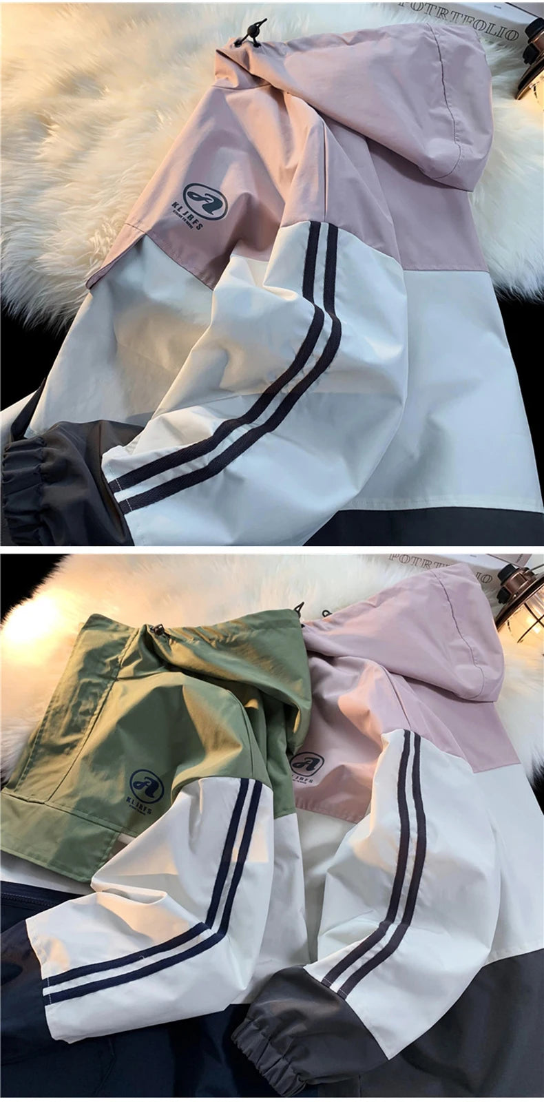 mens outerwear fashion print patchwork college style jackets zip up hooded jcket 2024 new plus size man women windbreaker unique default style 5886