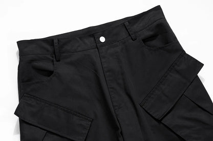 high street multi pokcets functional wide leg cargo pants unisex black straight baggy y2k overalls oversized loose trousers unique cargo style 433