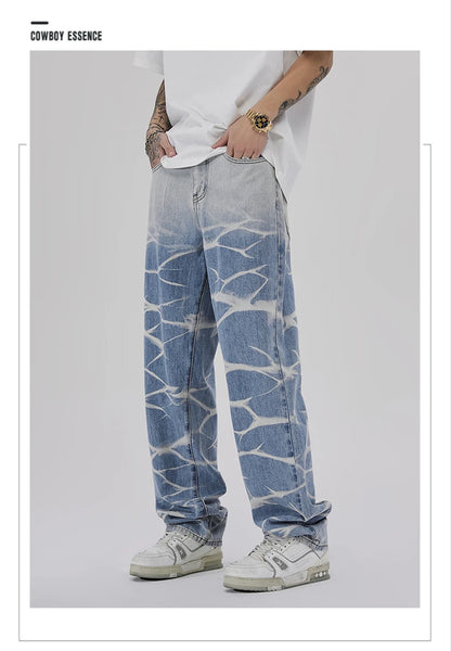 high street irregular tied dye biker jeans men denim straight jean pants 2023 motorcycle y2k trouser unisex hip hop casual pants unique jeans style 4983