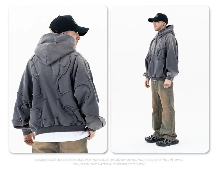 Stitching deconstructed gradient dyed heavy hoodie Street King Limited