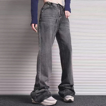 Harajuku Washed Vintage Straight Wide Leg Denim Pants Men and Women High Street Baggy Casual Flare Jeans Pants  Y2K Oversized Street King Limited