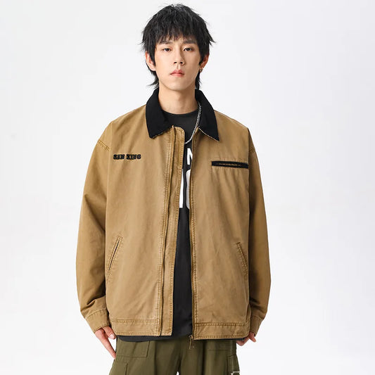 american vintage washed mountain outdoor high street detroit jacket men japan korea fashion loose casual cargo jacket coat baggy cargo bottoms
