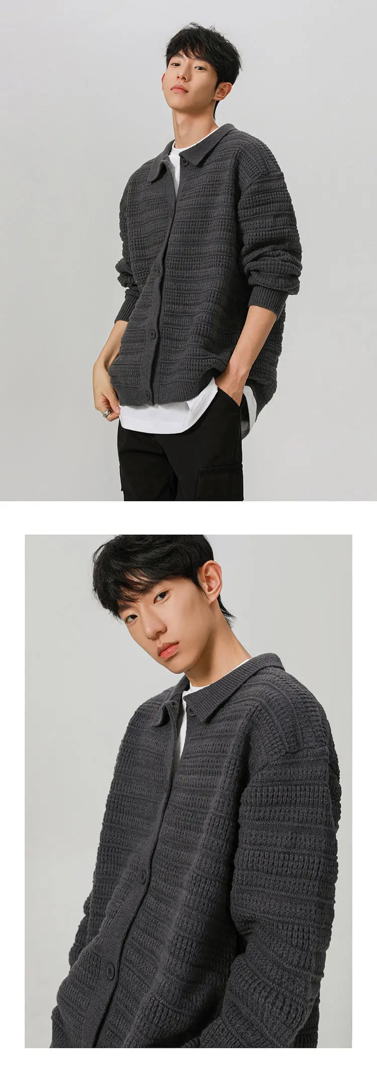 men streetwear fashion loose casual retro stripe knitted sweater cardigan jacket autumn knitwear jumper coat outerwear unique default style 1261
