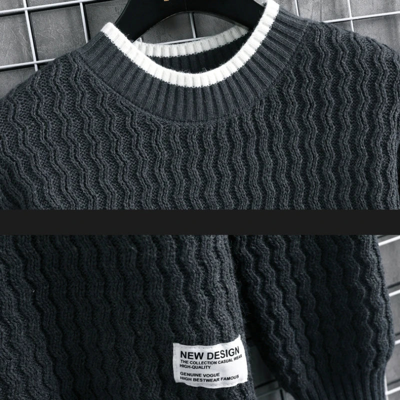 Stripe Sweaters Men Winter Korean Style Mens Warm Sweater Men Fashion Sweaters Splicing Color Patterns Men's Wool Pullovers Male Street King Limited