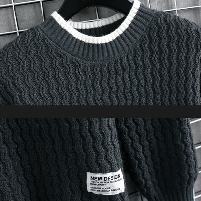 Stripe Sweaters Men Winter Korean Style Mens Warm Sweater Men Fashion Sweaters Splicing Color Patterns Men's Wool Pullovers Male Street King Limited