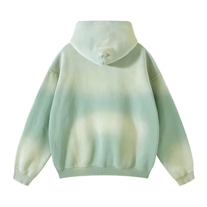 Autumn and Winter Washing Spray Dyeing Baggy Hoodies Distressed Hip Hop Gradient Men's and Women's Oversize Hooded Sweatshirts Street King Limited