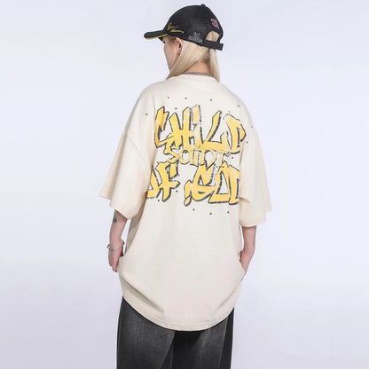 Saint T Shirt Prayer Child Nostalgia Vintage Printing Hip Hop Loose Casual Men Woman High Quality Tops Tee Street King Limited