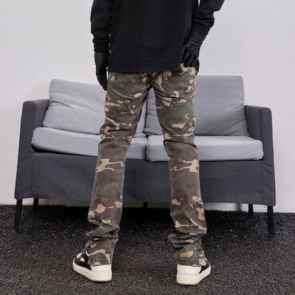 mens hip hop streetwear denim pants fashion camouflage pants 2023 harajuku cotton zipper joggers slim fit jeans trousers pants unique joggers style 1713