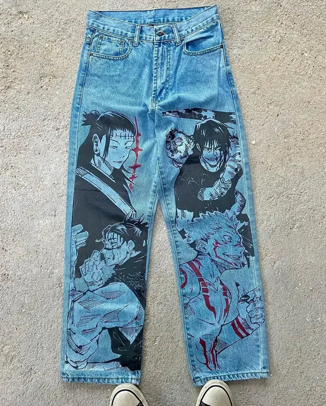harajuku sunny sexy girl anime print baggy jeans new style wide leg trouser y2k popular streetwear men women high waist pants unique jeans style 4192