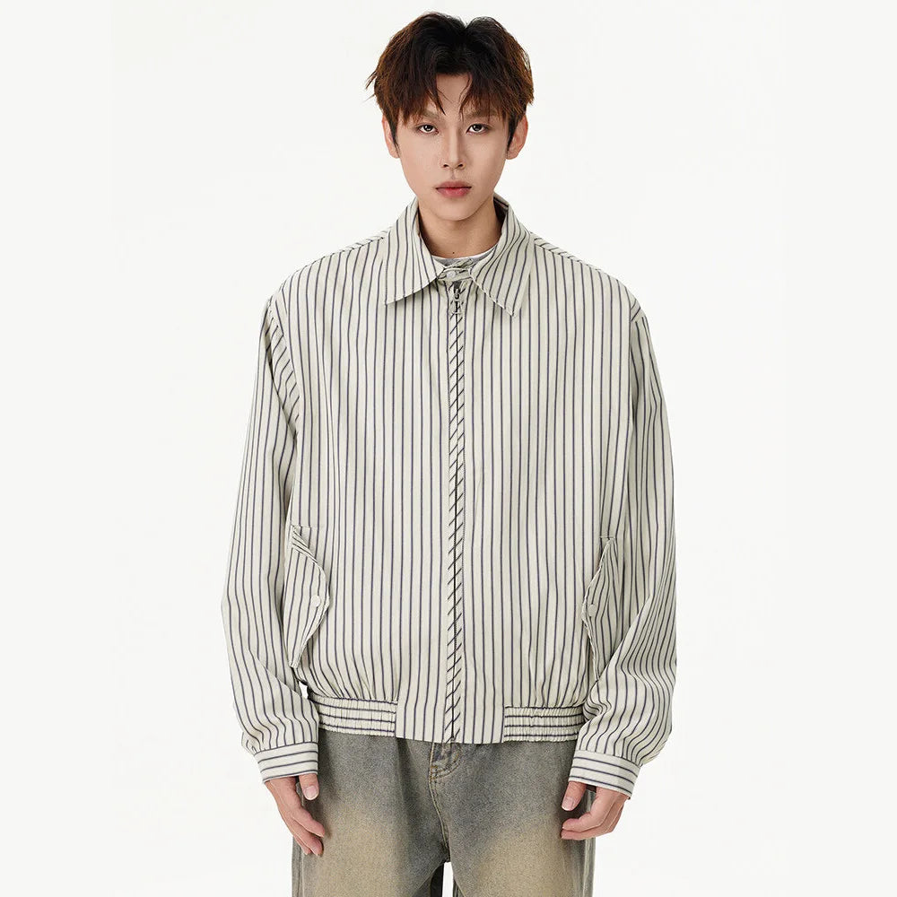 men women spring autumn streetwear fashion loose casual stripe bomber cargo jacket cityboy short coat outerwear multi-pocket cargos