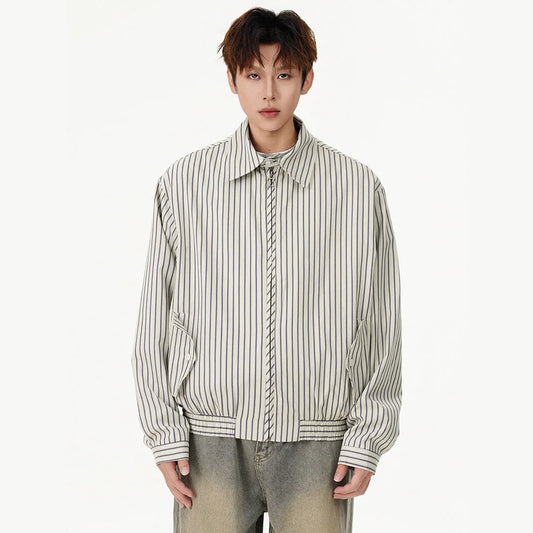men women spring autumn streetwear fashion loose casual stripe bomber cargo jacket cityboy short coat outerwear multi-pocket cargos