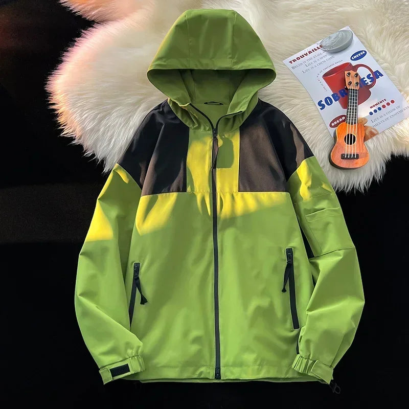 american style clash color waterproof jacket for men new outdoor climbing windbreaker casual punching jackets male coats menswear bottoms