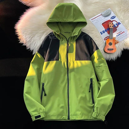 american style clash color waterproof jacket for men new outdoor climbing windbreaker casual punching jackets male coats menswear bottoms