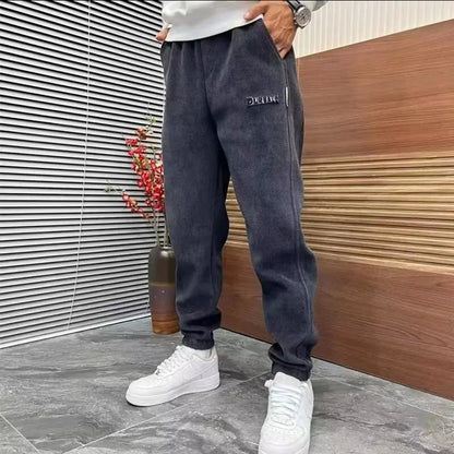 Trendy Loose-Fit Corduroy Harem Pants Fashionable Versatile Fleece-Lined Sports Ankle Pants Autumn/Winter Men's Casual Pants Street King Limited