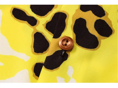 Dark Icon Yellow Leopard Hawaiian Shirt Men Vintage Street Polo Shirt Man Man Blouse Street King Limited