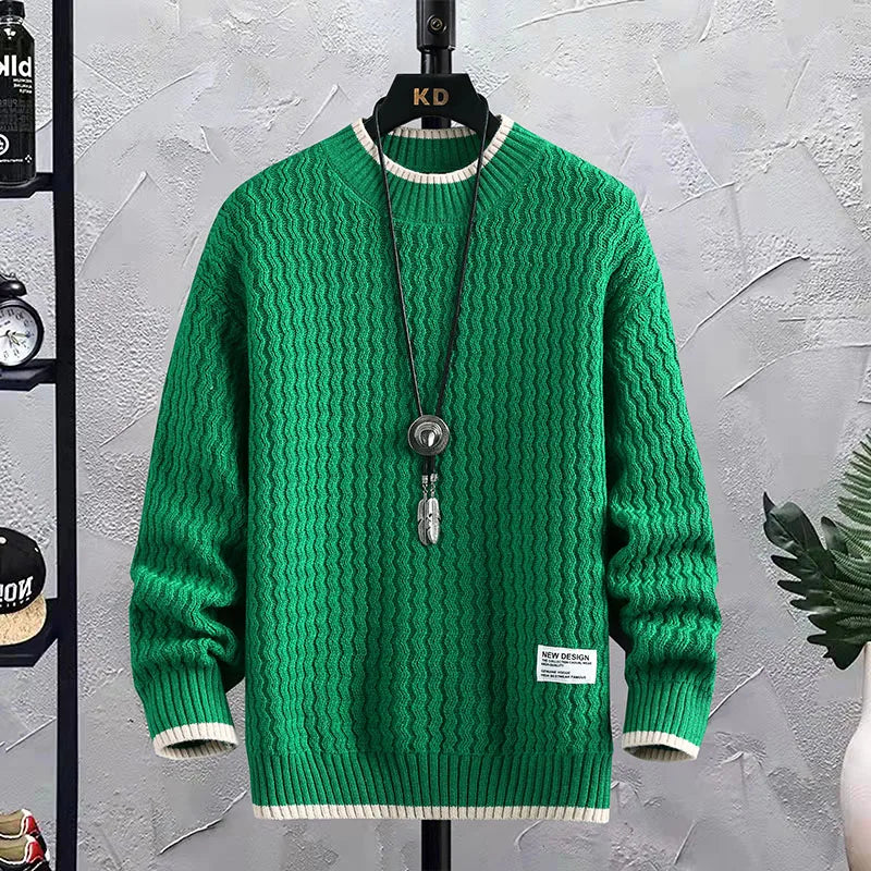 Stripe Sweaters Men Winter Korean Style Mens Warm Sweater Men Fashion Sweaters Splicing Color Patterns Men's Wool Pullovers Male Street King Limited