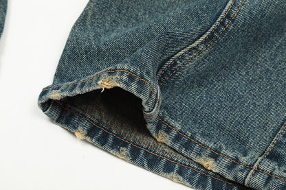 streetwear side pockets pleated washed blue jeans unisex straight baggy y2k denim pants ropa hombre casual cargo pants oversized unique cargo style 5215