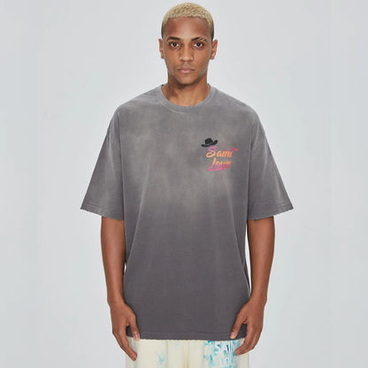 2024ss Saint Louis T-shirts Men Woman Good Quality Cotton Loose Wash White Nightmare Debris Printing Top Tees Street King Limited
