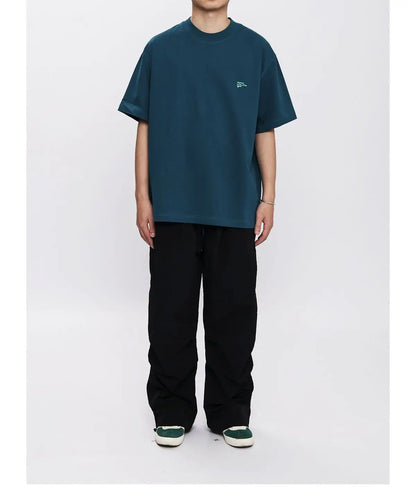 Summer Korean style loose simple short sleeved T shirt men casual y2k street solid color Harajuku round neck half sleeved top Street King Limited