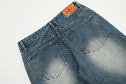 blue baggy jeans men letter printed straight denim pants fashion jeans male streetwear hip hop y2k loose trousers unique jeans style 4095