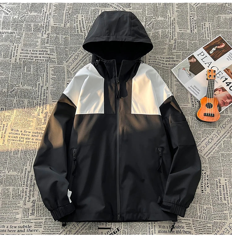 american style clash color waterproof jacket for men new outdoor climbing windbreaker casual punching jackets male coats unique default style 5154