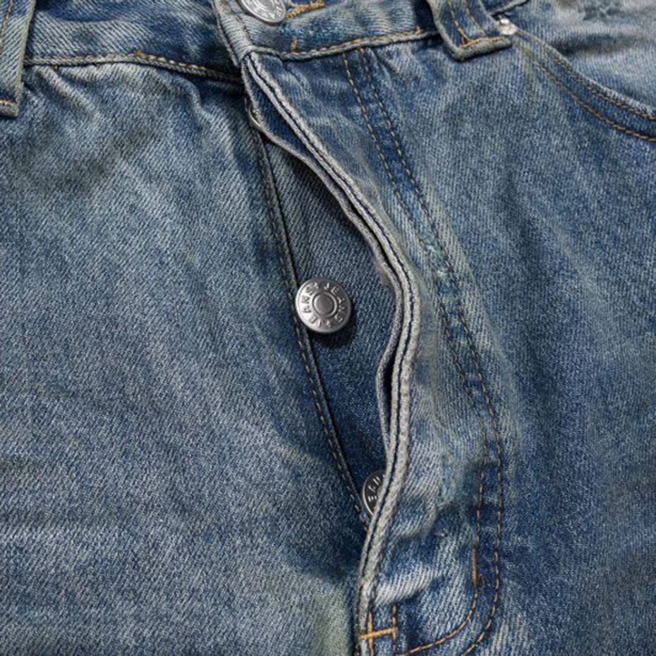 mens baggy jeans blue distressed ripped loose denim pants streetwear oversized hip hop jeans trousers vintage washed jeans
