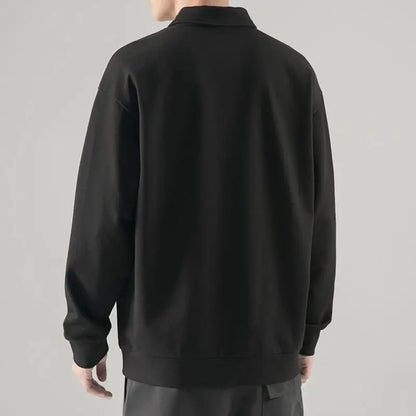 New polo shirt men's contrast color lapel spliced long sleeve t-shirt japanese large size loose sweatshirt bottoming shirt tops Street King Limited
