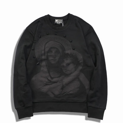 New 2022 Novelty Men Stereo Star Virgin Mary Halo Hoodies Hoody hooded Sweatshirts velvet Cotton Drake Thicken Fleece #E36 Street King Limited