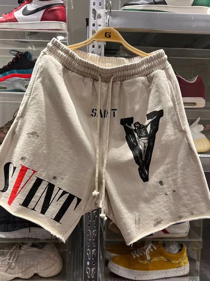 prints loose edging sport shorts quarter pant casual urban shorts