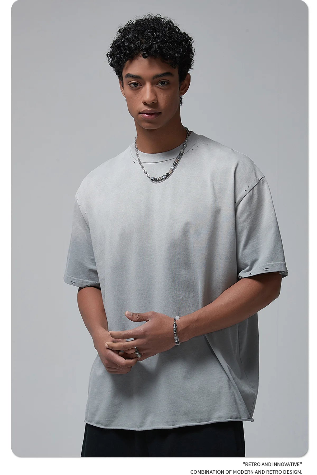 2024 Spring Summer New in Tops Tees Trendy Spray Dye Cut Damaged Washed Y2k Clothes Men's Short Sleeved T-shirt Oversized Street King Limited
