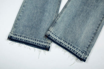 Frayed Hole Damaged Washed Blue Baggy Jeans for Men Y2k Streetwear Straight Casual Denim Trousers Ropa Hombre Loose Cargo Pants Street King Limited