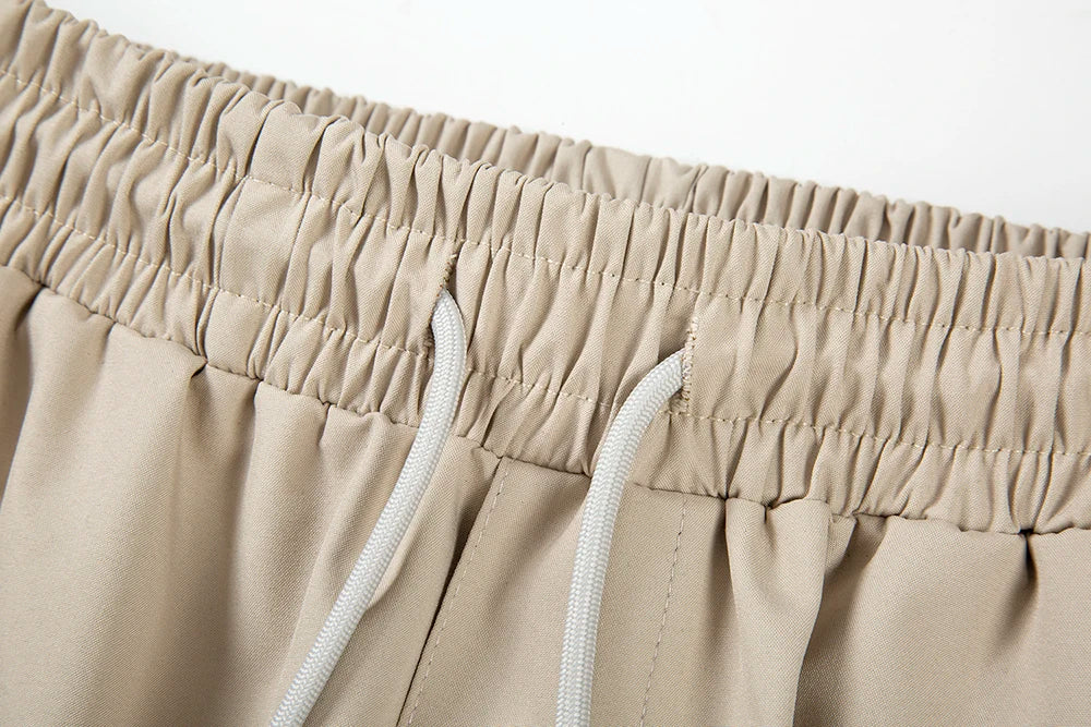 y2k pantalones hombre front two long zipper drawstring trousers unisex vibe style solid baggy cargo pants oversized overalls unique cargo style 626