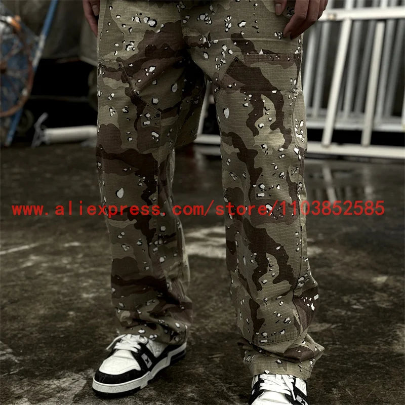 2024 new american vintage direct casual functional work pants heavy duty washed outdated logging pants desert camo high street unique default style 2774