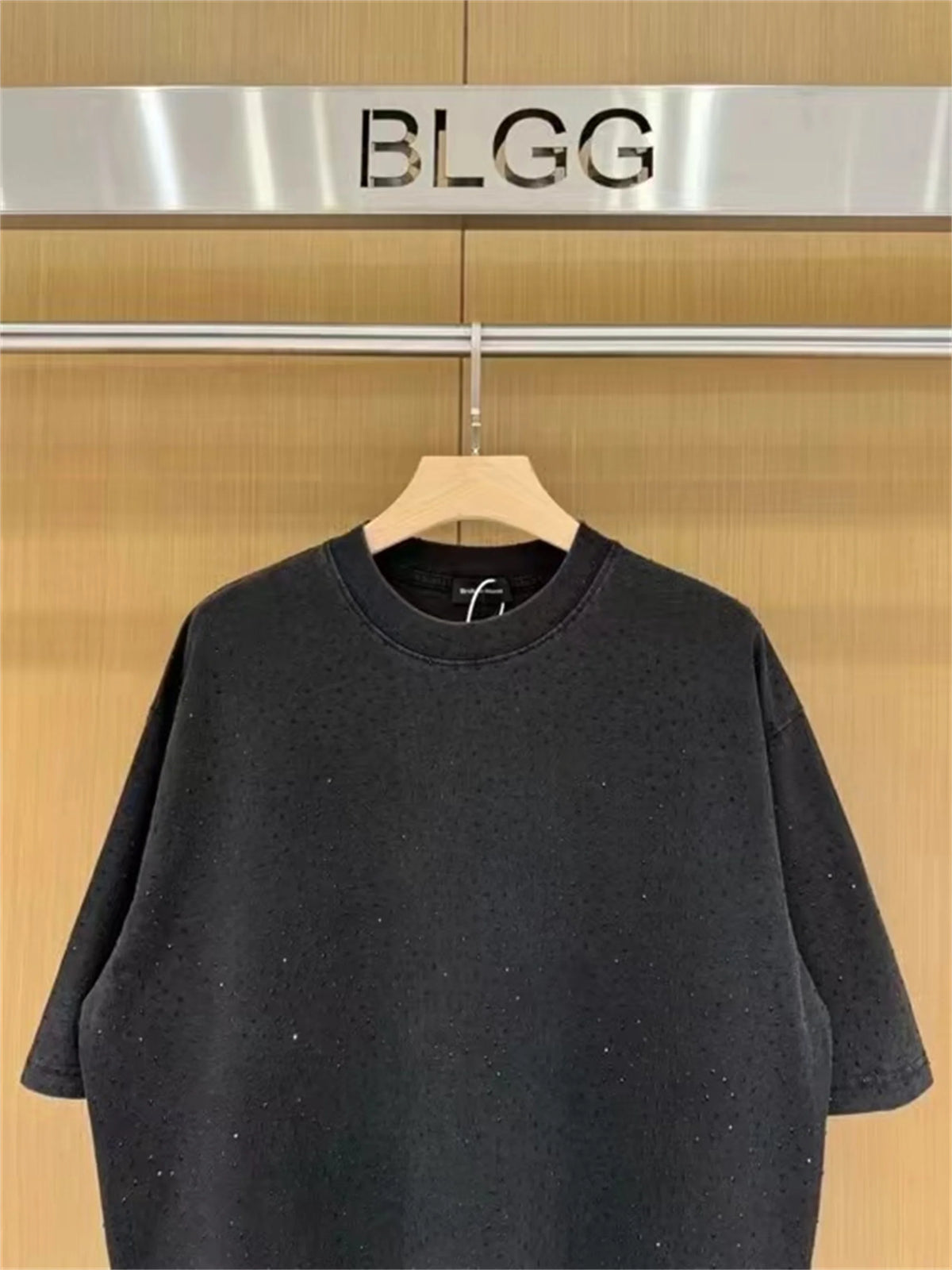 BALCG Style Original Heavy duty Starry Sky Washed Olded Starry Sky Rhinestone Oversized Loose Short sleeved T-shirt White Street King Limited