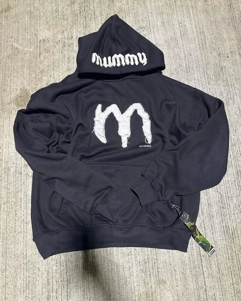 Y2k American High Street Fashion Brand Letter Embroidery Oversized Pullover Hoodie Women Fashionable Casual Loose Sweatshirt Men Street King Limited