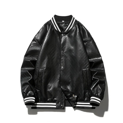 popular unisex basuball jacket fashion solid color lozenge pattern bomber jacket comfortable casual female clothing unique default style 4983