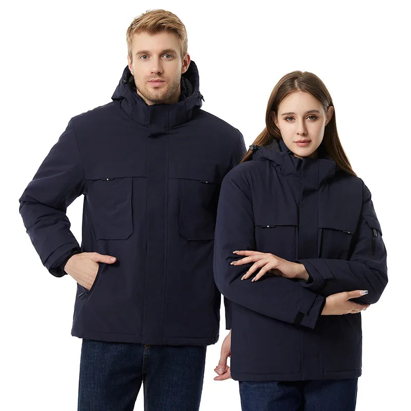 rainbowtouches heating jacket men winter electric heated clothes usb charging waterproof windbreaker heat outdoor skiing coat relaxed fit trousers