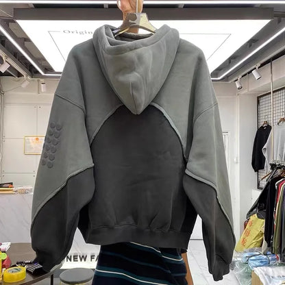 Three-dimensional foam splicing color hoodie plus fleece hoodie men and women Street King Limited