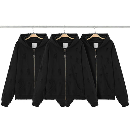 New 2023 Luxury Men UNDERMYCAR Wash Old Holes Gentleman Hoodies Hoody Hooded Sweatshirts Velvet Thicken Hip Size 1 2 3 4 #608 Street King Limited