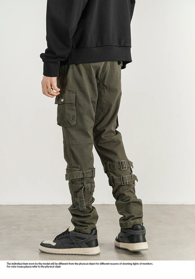 mens high street jeans casual hip hop military cargo pockets trousers new fashion slim fit zipper skinny denim pants joggers unique joggers style 1690