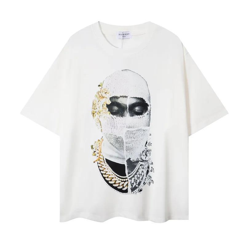 2024ss New IH NOM UH NIT T-shirt Masked Gold Necklace Printing Men Woman Good Quality Chaopai Top Tees Street King Limited