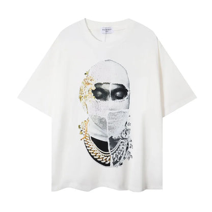 2024ss New IH NOM UH NIT T-shirt Masked Gold Necklace Printing Men Woman Good Quality Chaopai Top Tees Street King Limited