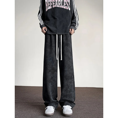 harajuku streetwear tie dye casual pants men women wide leg straight mopping trousers oversize korean fashion drawstring pants unique default style 1317