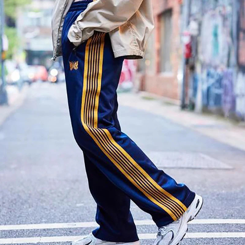 best quality embroidery logo new pants men woman side edge weaving stripe drawstring loose casual grey motion trousers unique default style 4932