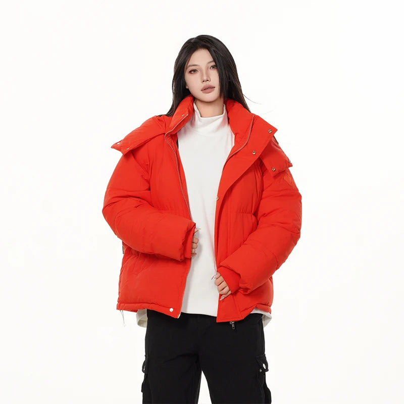 men women winter fashion loose casual cotton padded hooded parkas jacket campus boy gril thicken warm snow coat outerwear menswear bottoms