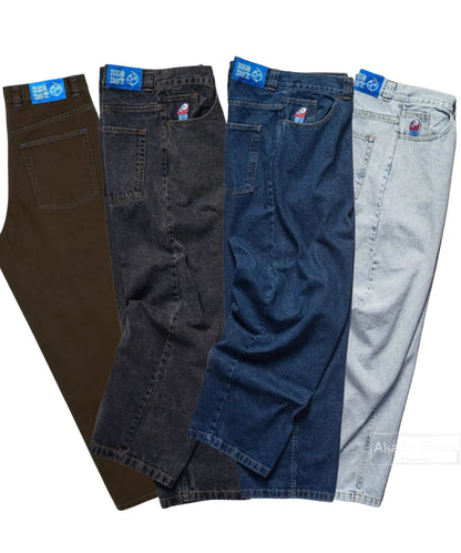 hip hop polar big boy jeans streetwear cartoon embroidery y2k pants vintage blue baggy jeans mens womens high waist wide trouser stacked flare jeans
