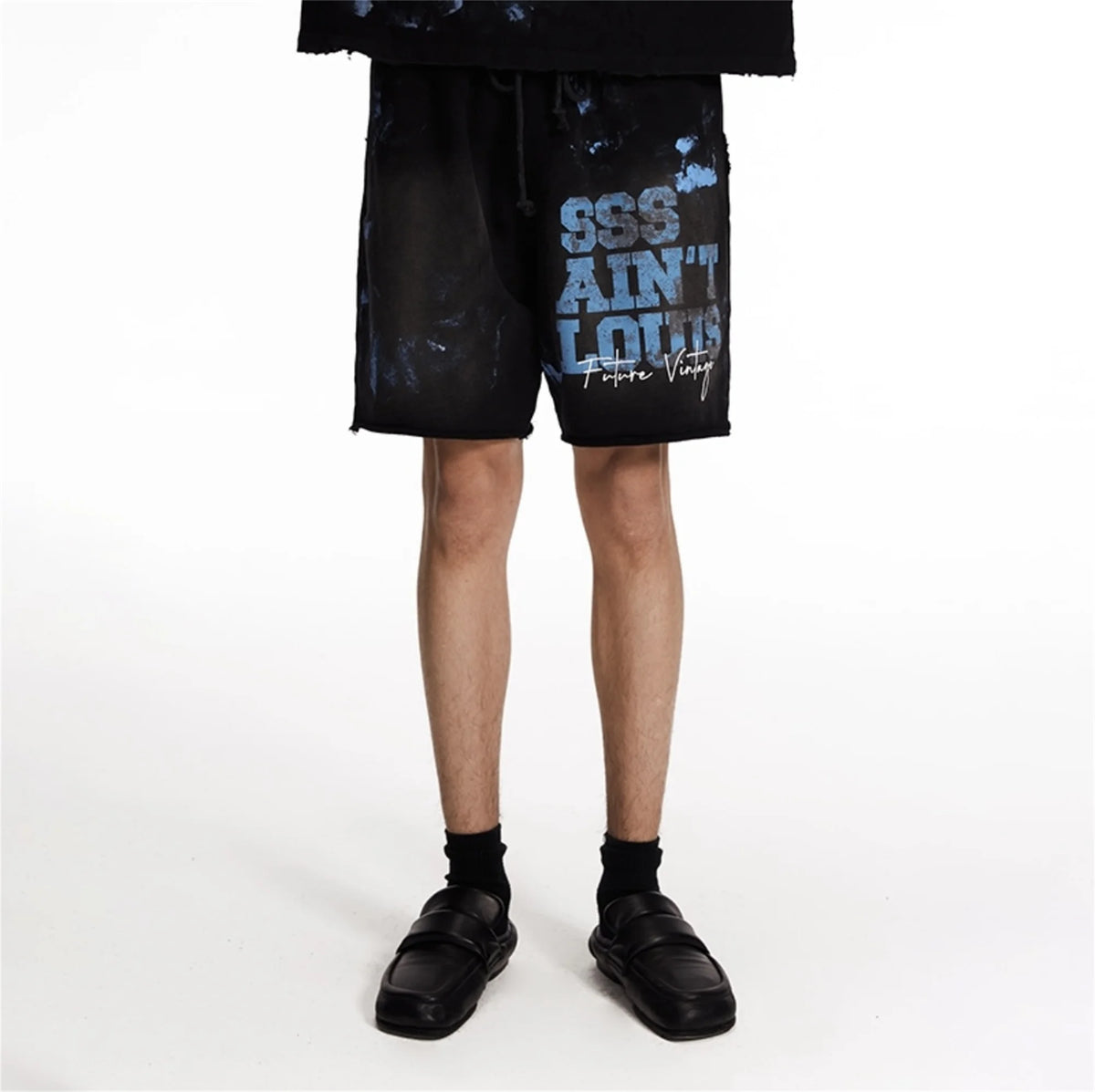 Saint Louis 24SS Future Vintage Splashing Ink Graffiti Making Dirty Water Making Old Drawstring Shorts For Summer Street King Limited