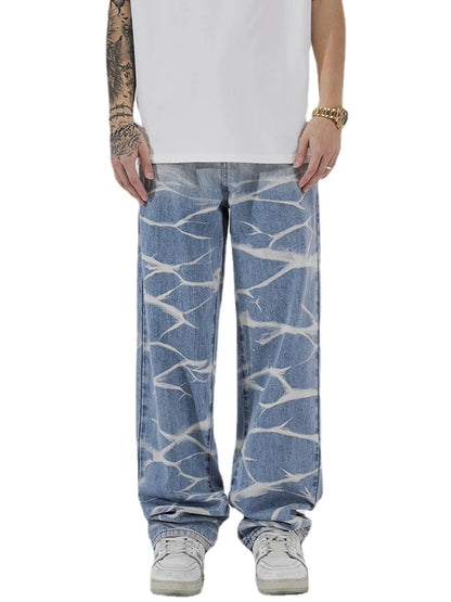 high street irregular tied dye biker jeans men denim straight jean pants 2023 motorcycle y2k trouser unisex hip hop casual pants denim street jeans